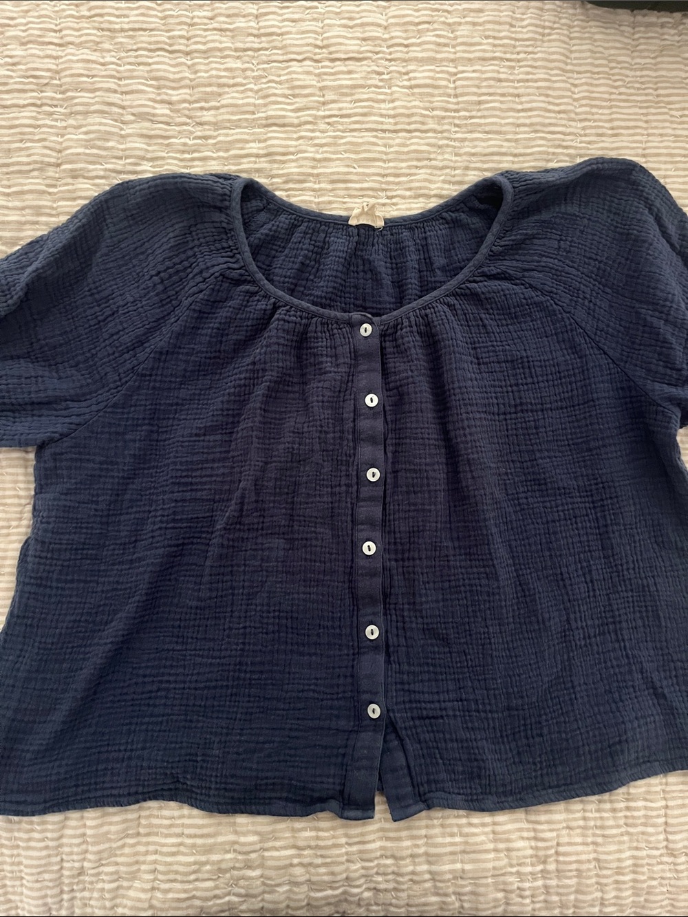 Marea Women’s Everly Indigo Button-Front Gauze Top